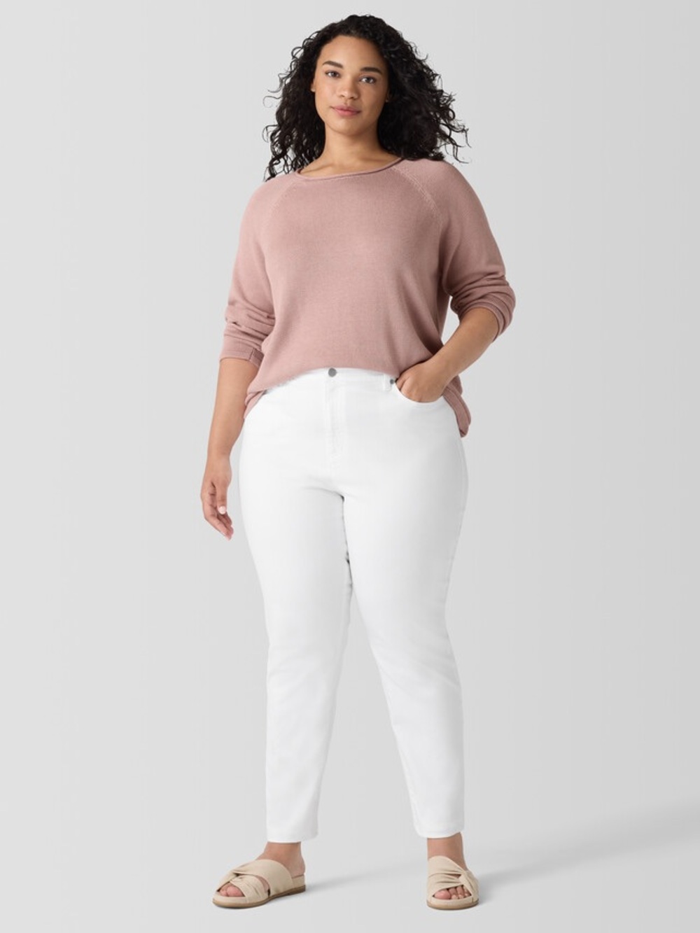 Eileen Fisher The Slim Jean White Stretch Denim Women’s L